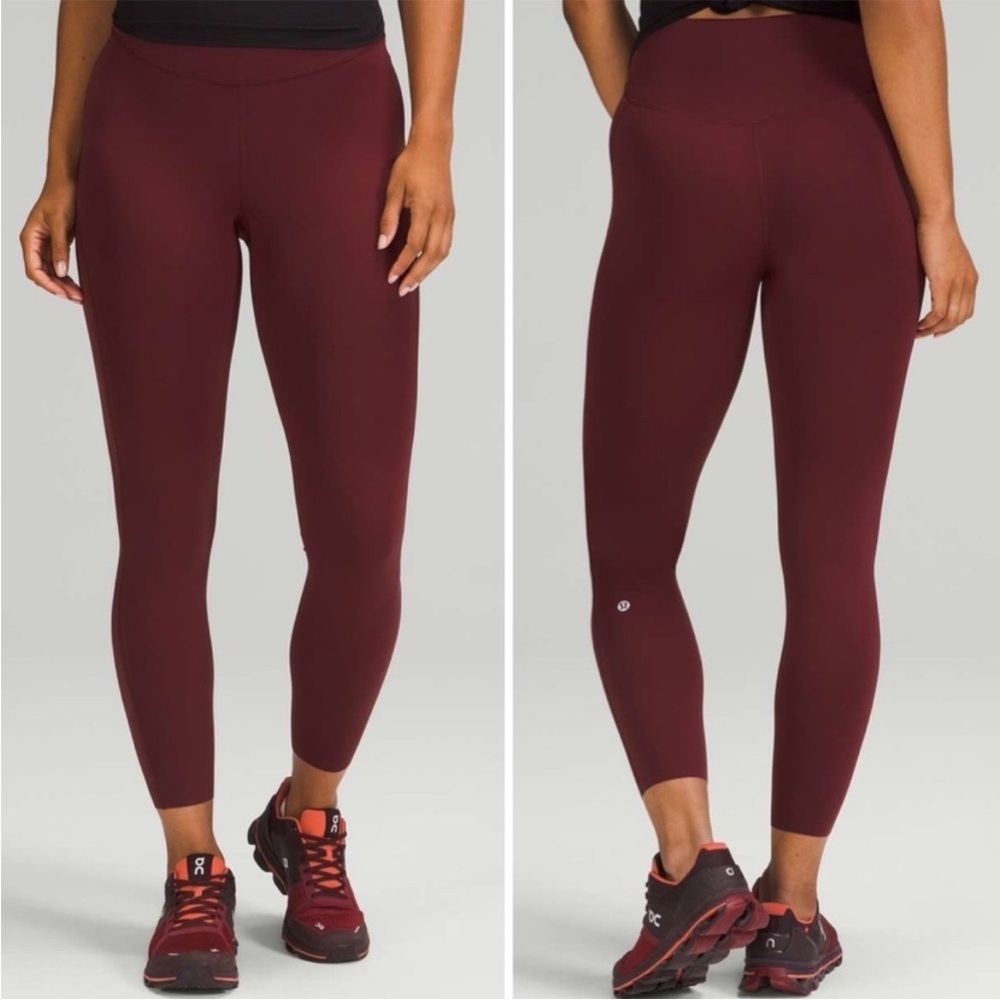 Lululemon • red merlot base pace high-rise tight 25” sz 10